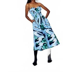 NEW DE LORETA lidia dress in marmol verde print
